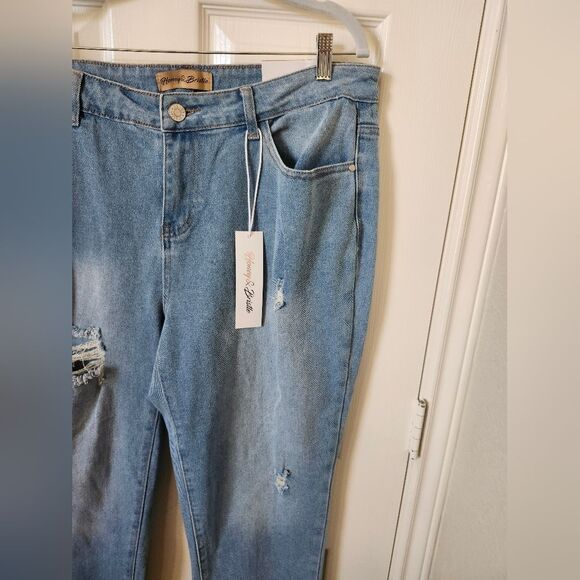 Honey & Bristle Light Wash High Waist Skinny Jeans Distressed 16 - Picture 6 of 14